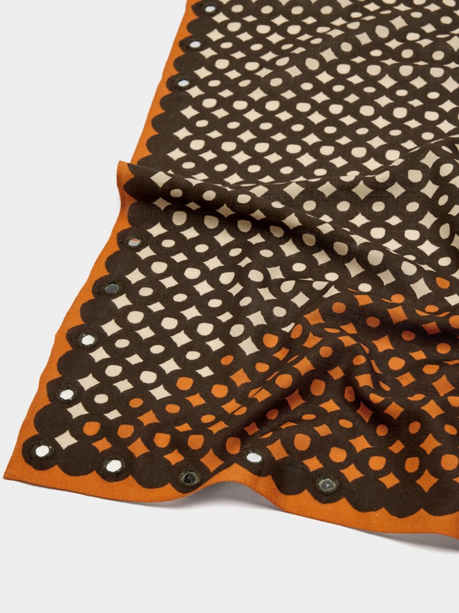 Pañuelo Cuadrado Estampado De Algodón naranja
