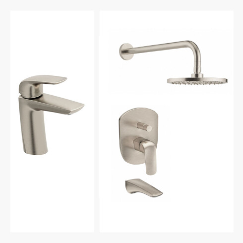JUEGO DE GRIFERIA FV EPUYEN BRUSHED NICKEL GRIS-BRUSHED NICKEL