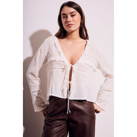 Blusa Encajes Algodón Nacar