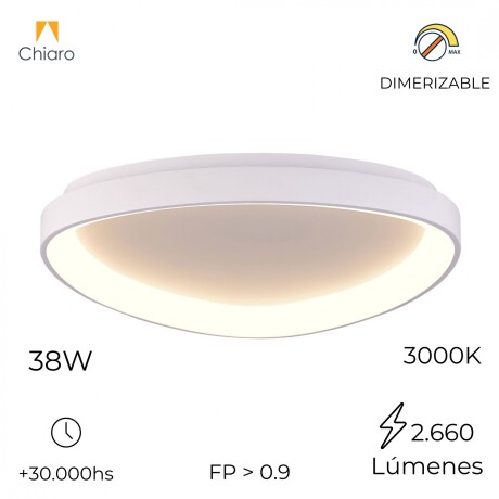 Plafón LED, Diseño triangular, Dimerizable 38W 45CM BLANCO