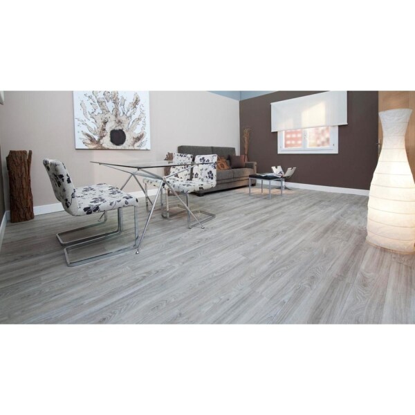 Piso Vinilico Diseño Madera M2 Suave Adhesivo En Tablilla Variante Color Gris