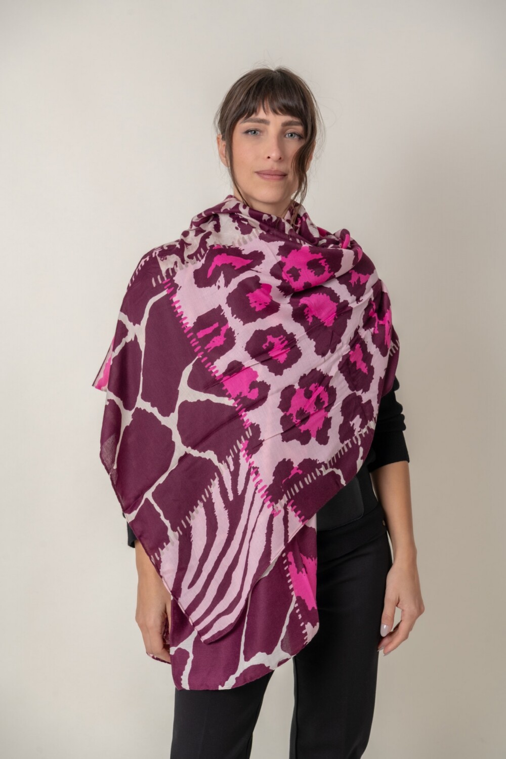 PAÑUELO MULTI PRINT Fucsia