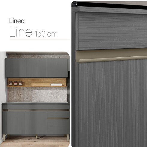Juego de 2 Modulos De Cocina 150 cm Color Gris GAMAS DE GRIS
