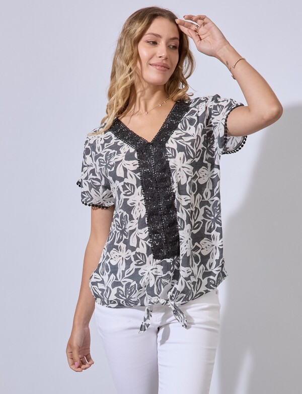 Blusa Broderie GRIS/MULTI