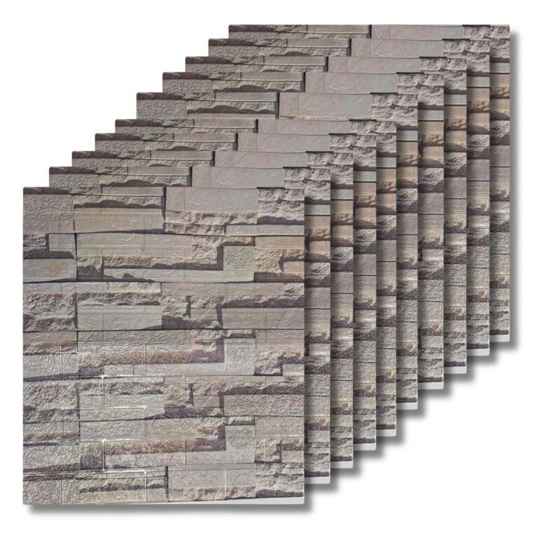30 Placas Revestimiento Pared Autoadhesiva 70x77cm Promo X30 Piedra Clara