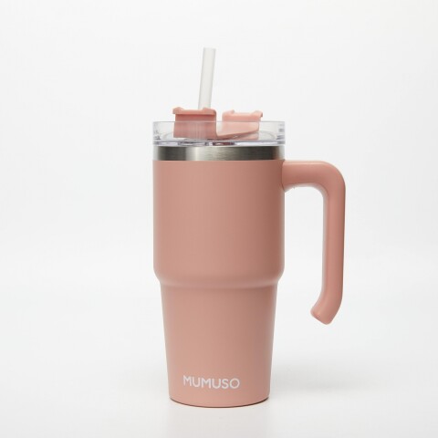 VASO AISLADO PARA COCHE CON MANILLA Y PAJITA (600 ML/ROSA) VASO AISLADO PARA COCHE CON MANILLA Y PAJITA (600 ML/ROSA)