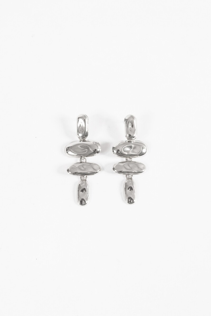 Caravanas largas metallic plateado