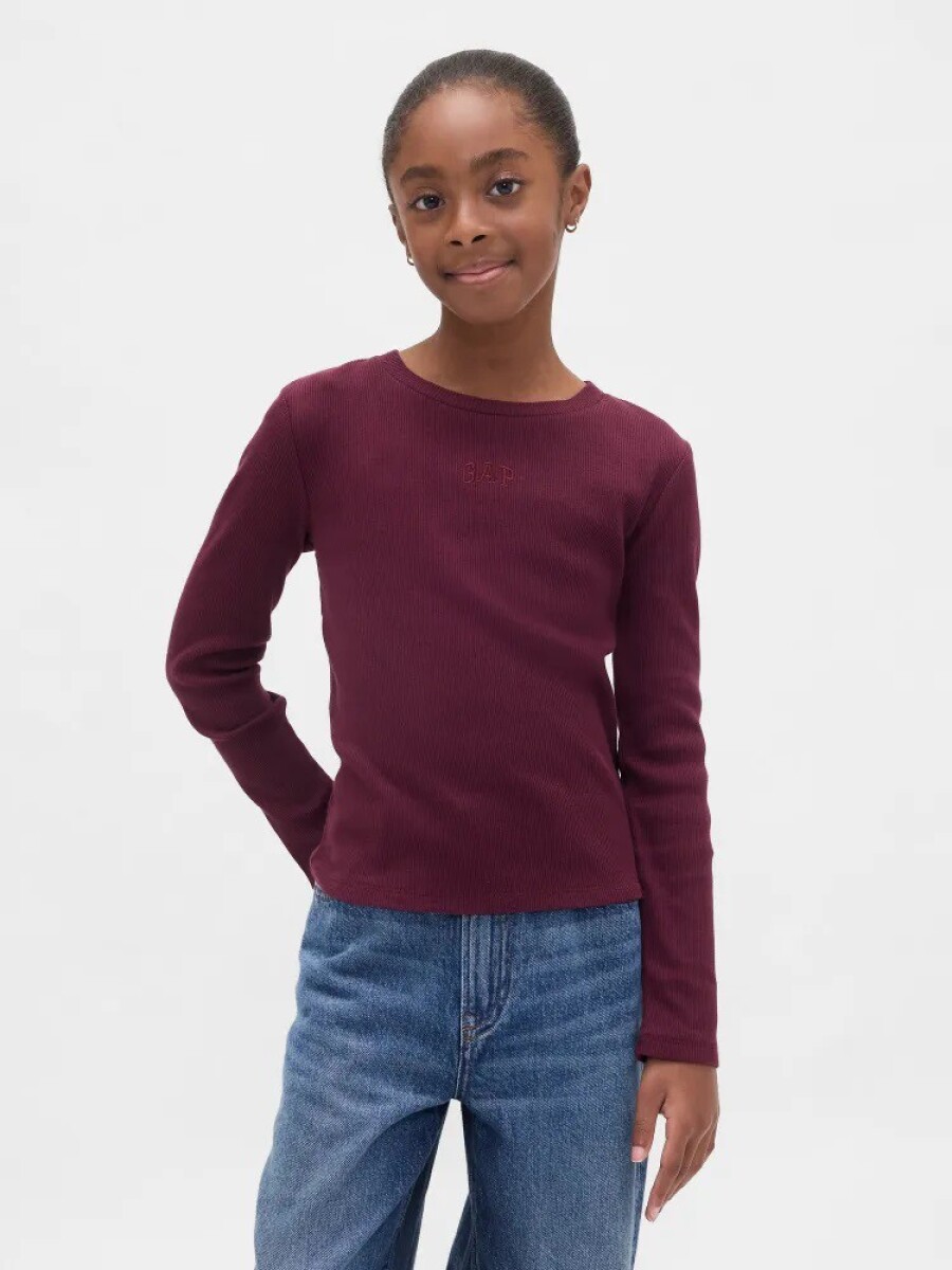 Remera Ribbed Niña - Tuscan Red 