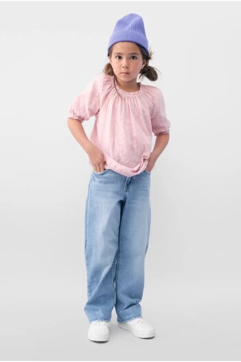 Jean 90S Loose Tiro Alto Niña Light Wash