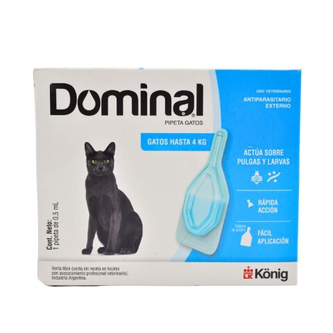 PIPETA ANTIPULGAS Y ANTIGARRAPATAS DOMINAL GATOS KONIG HASTA 4 KG