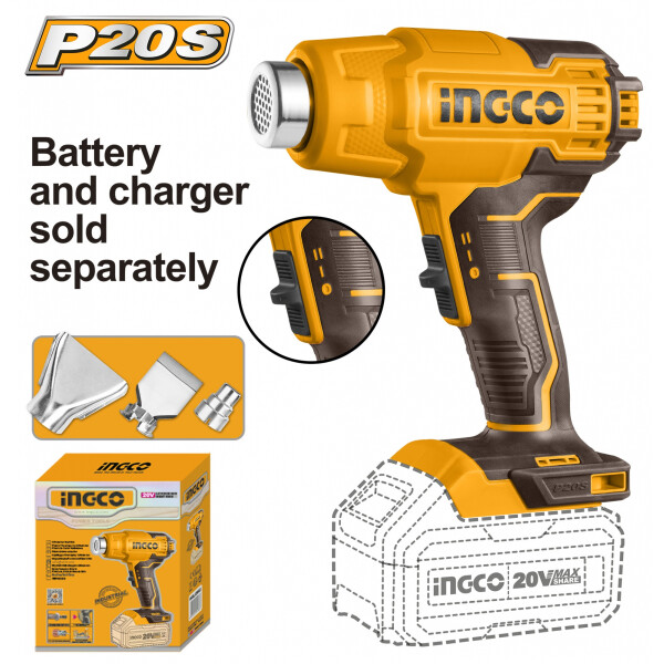 PISTOLA DE CALOR 20 V P20S 550ºC C/ACCESORIOS HGLI2002 PISTOLA DE CALOR 20 V P20S 550ºC C/ACCESORIOS HGLI2002