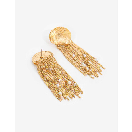 Aros Largos Caracoles Y Perlas Dorado Oro Amarillo