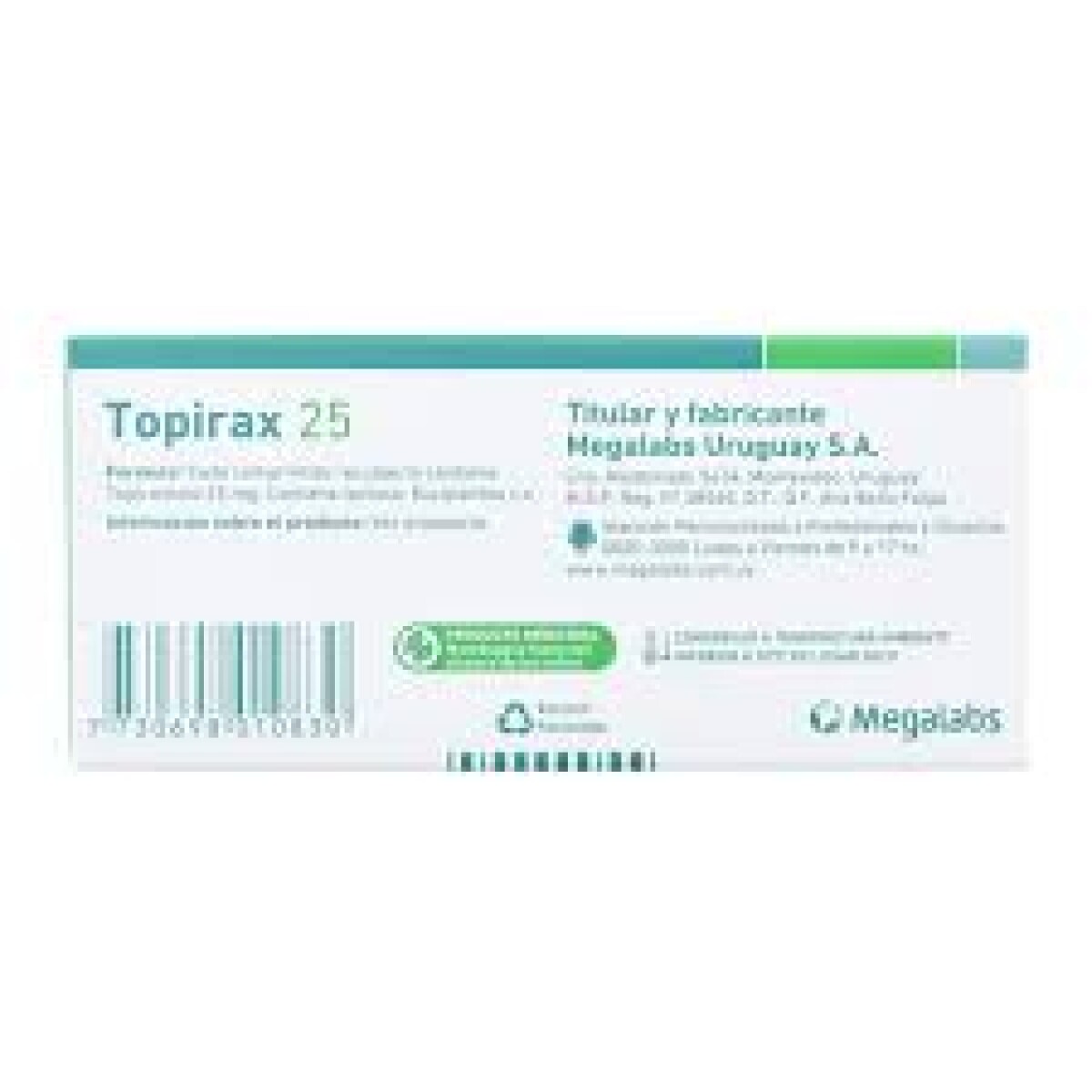 Topirax 25 mg 30 Comprimidos – Antiepiléptico de Dosis Baja y Uso Prolongado 