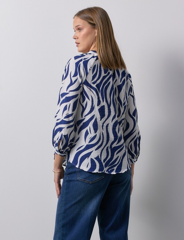 Blusa Cordel Printed BLANCO/AZUL