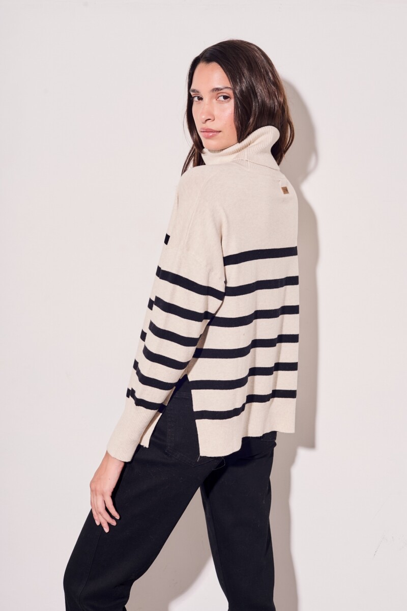 Polera Rayada Beige Melange