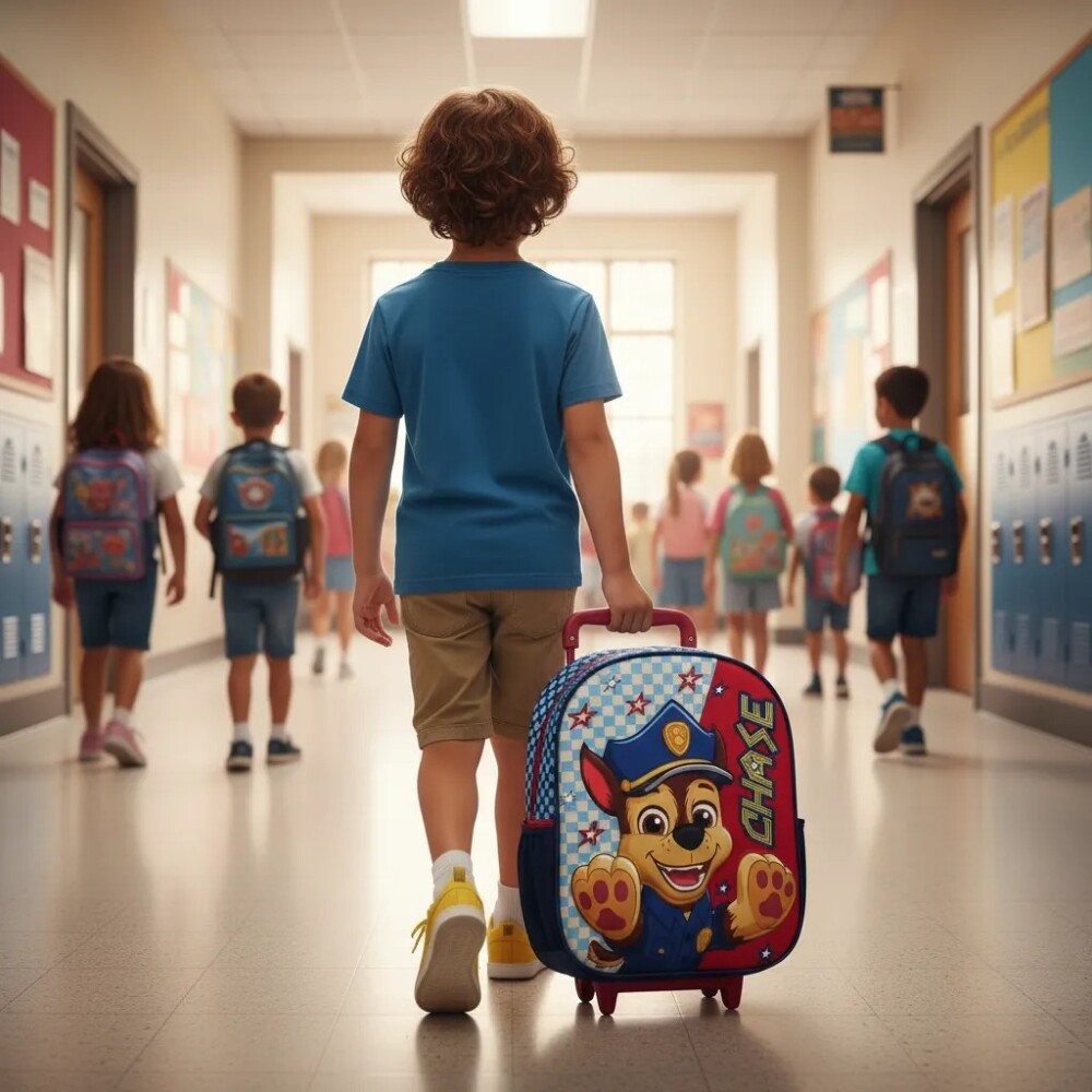 Mochila Infantil Paw Patrol 3d Con Carro 30 Cm azul