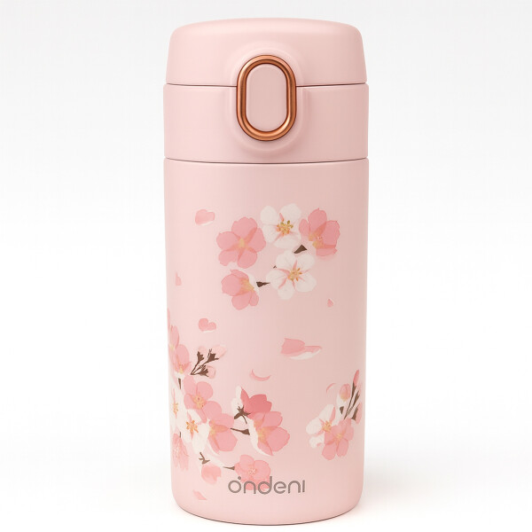 Vaso Térmica Acero inoxidable Botella 300ml Diseño Floral Color Rosa