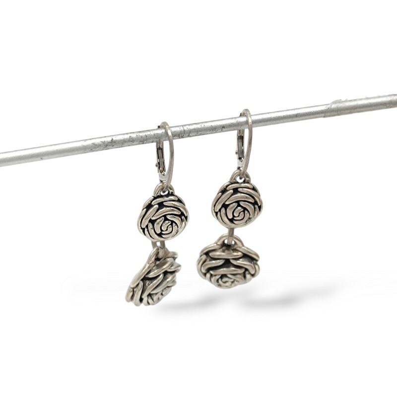 Caravanas Colgantes rosas-Plata 925 quemada e inflada-Sin Piedra-CA3690 sinpiedra