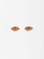 Pendientes Ojos Con Circonitas - Plata De Ley 925 rosa