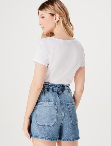 SHORT DE JEAN CON CINTURA ELASTIZADA AZUL