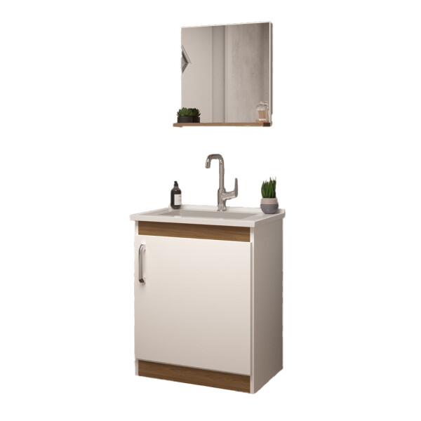 CONJUNTO DE BAÑO ECONOMIC 50cm. COLOR BLANCO/CARVALHO Conjunto De Baño Economic 50cm. Color Blanco/carvalho