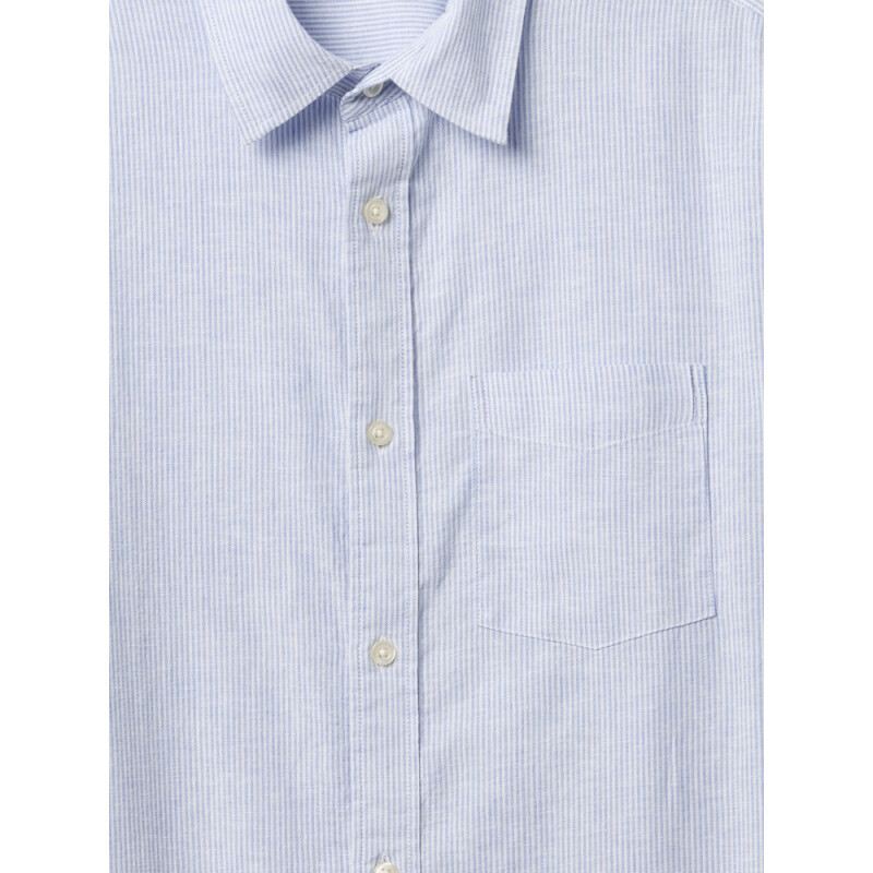 V-LS STANDARD LINEN COTTON BLUE STRIPE