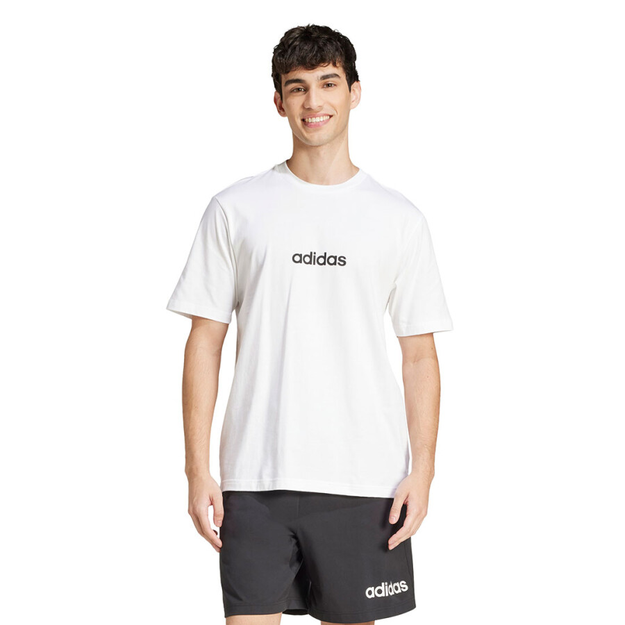 Remera de Hombre Adidas Essentials Linear Single Jersey M Blanco - Negro