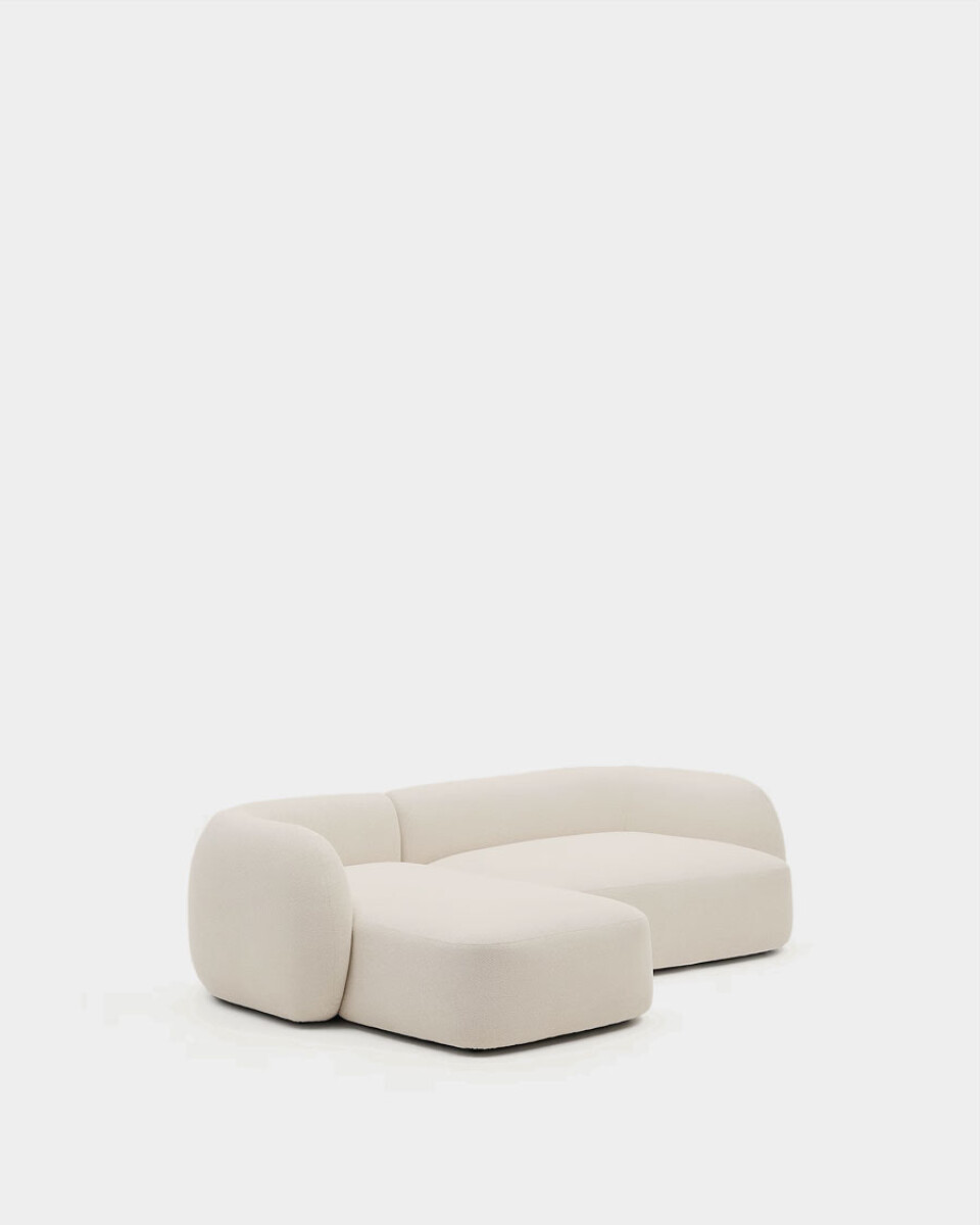 Sofá modular Martina 3 plazas de chenilla con chaise longue derecho color crudo 287 cm 