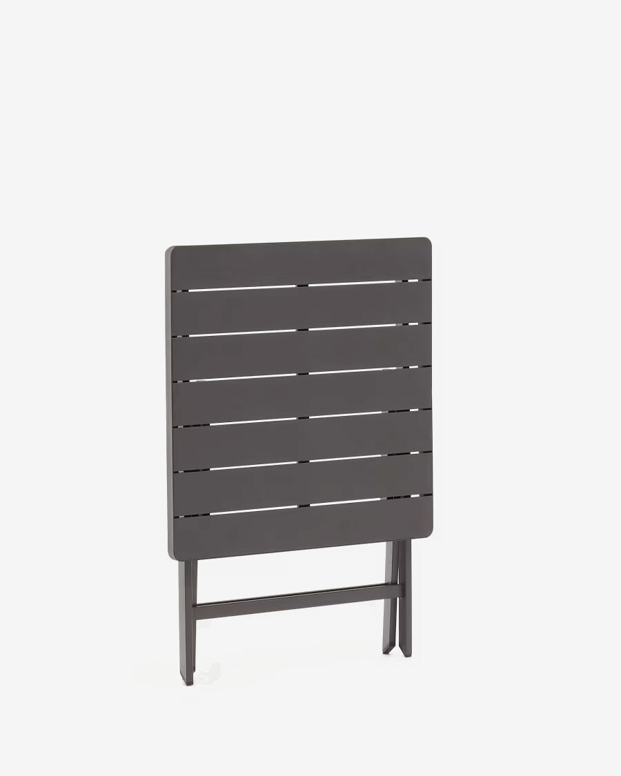 Mesa de exterior plegable Torreta de aluminio con acabado gris oscuro 70 x 70 cm Mesa de exterior plegable Torreta de aluminio con acabado gris oscuro 70 x 70 cm