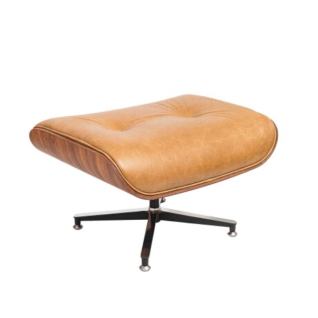 BUTACA C/PUFF 1 CUERPO CUERO-100-NATURAL MARRON EAMES CAMEL