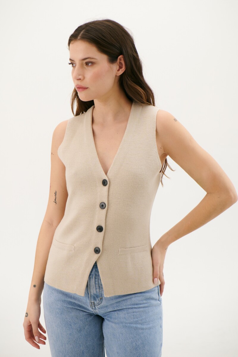 CHALECO TEJIDO BEIGE