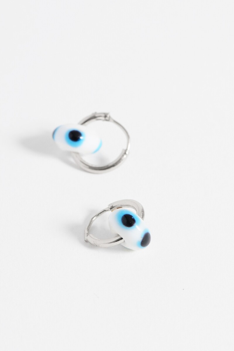 Aros con dije vidrio plateado