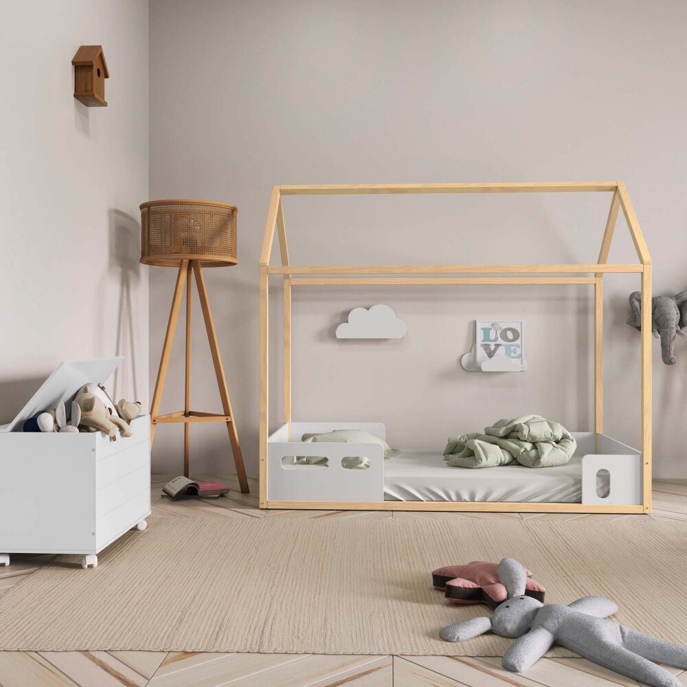 CAMA MONTESSORI 1 PLAZA MDF-Y-MADERA BLANCO ZUPPY