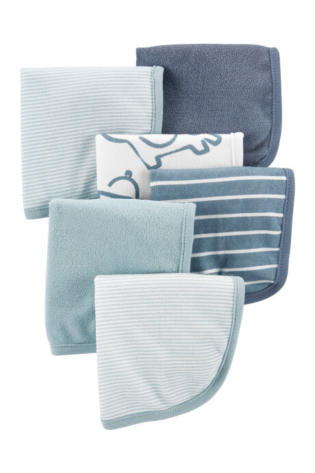 Pack seis paños de algodón para aseo, diseños lisos y estampados Pack seis paños de algodón para aseo, diseños lisos y estampados