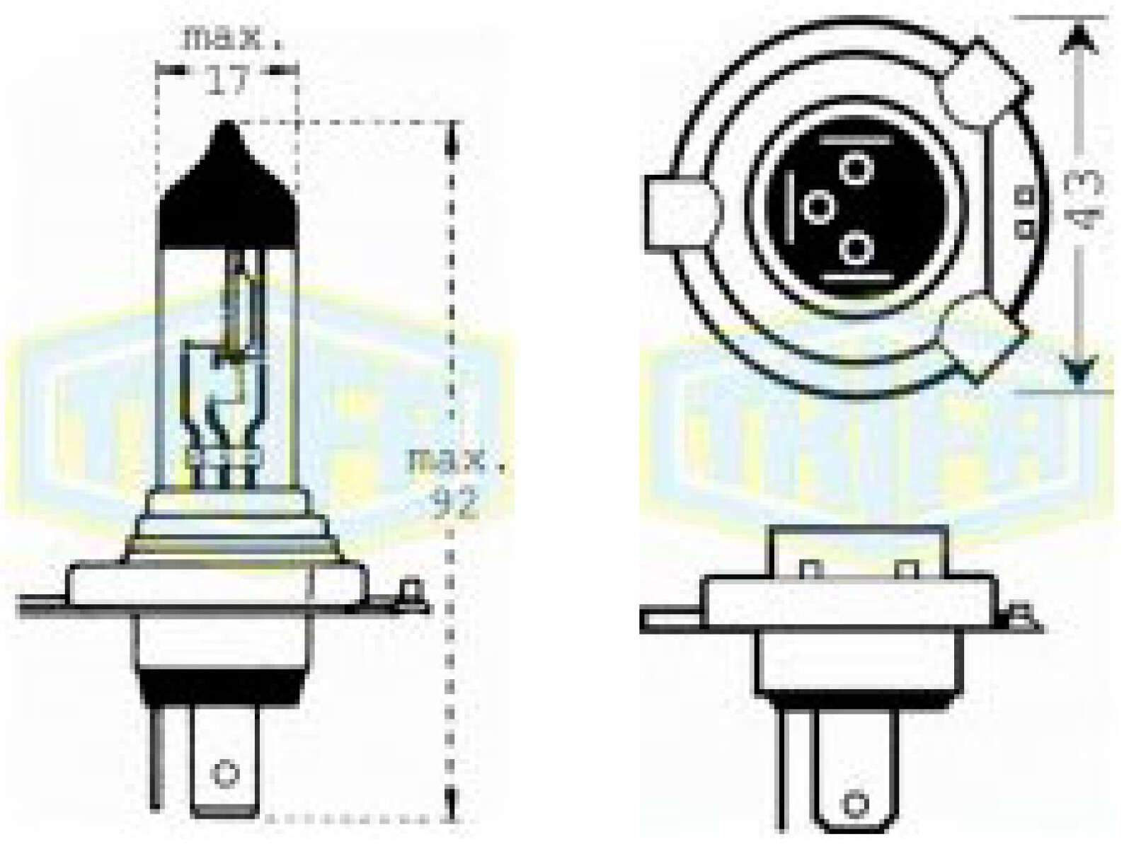 LAMPARA - HALOGENA 12V 100-80W H4 P43 TRIFA 