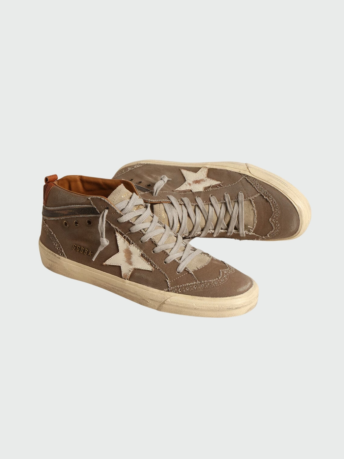 GOLDEN GOOSE - Zapatillas Mid-Star Lona con estrella de piel Alta Automática