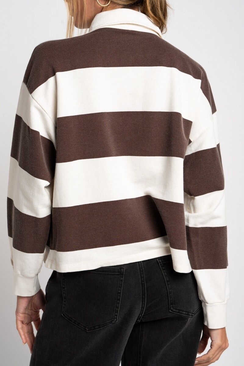 Sweater Polo Rayado Marron