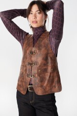 Chaleco Leather Fisher Marron