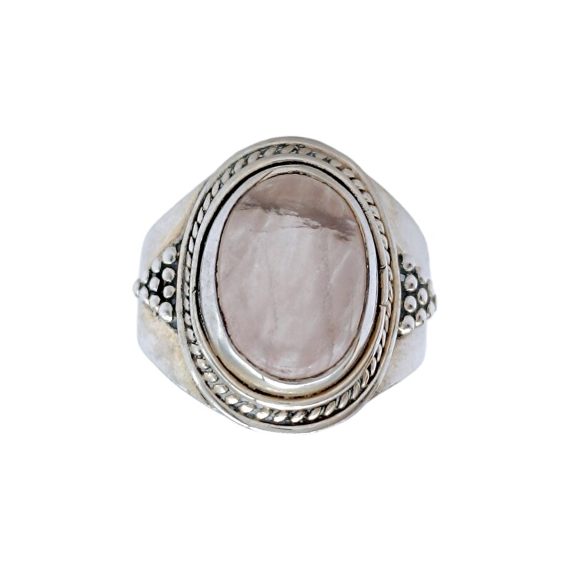 Anillo Oval-Plata 925-Piedra Cuarzo rosa-AN3927 conpiedra