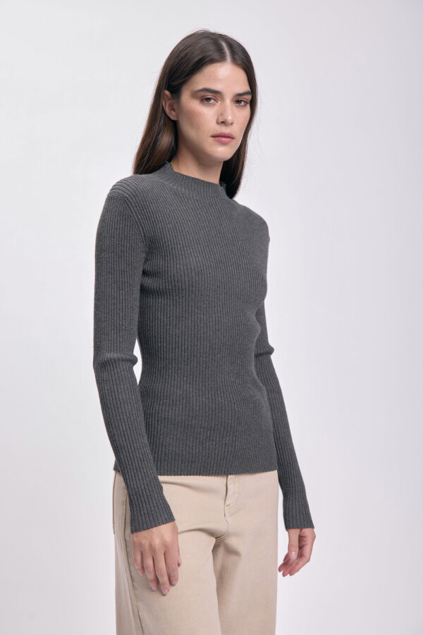 Polera punto de rib Gris Oscuro