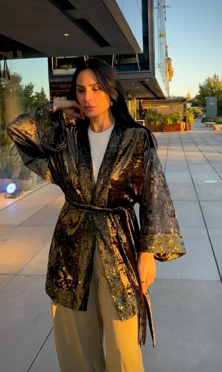 Kimono con lentejuelas Riley - Verde 