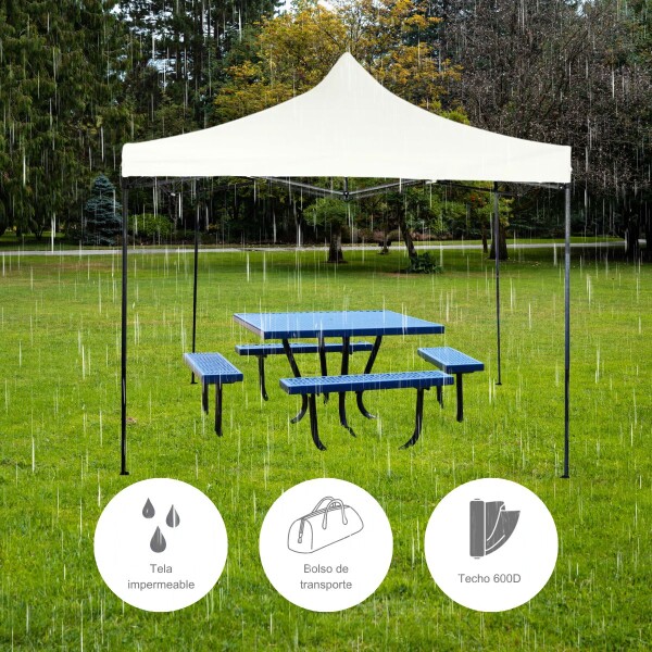 Gazebo Plegable 3x3 M Auto armable Toldo Playa Jardin Carpa Tela 600d IMBACK Color Blanco Gazebo Plegable 3x3 M Auto armable Toldo Playa Jardin Carpa Tela 600d IMBACK Color Blanco