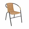 Silla exterior de metal y Rattan con apoyabrazos Beige