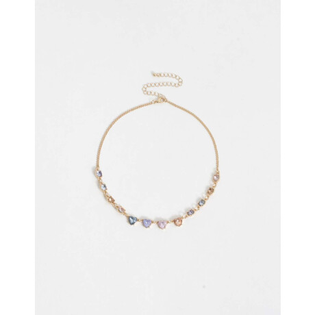 Collares Cortos Con strass Dorado