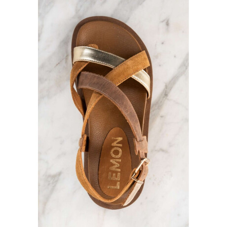 Sandalia Cuero Combinada Marron