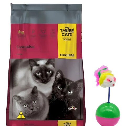 THREE CATS CASTRADOS 10,1 KILOS + RATÓN EQUILIBRISTA DE REGALO