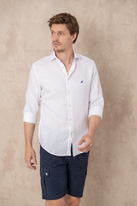 Camisa Lino Hudson Collar Blanca