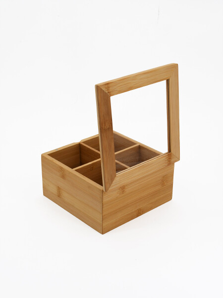CAJA DE TÉ 4 ESPACIOS BEIGE