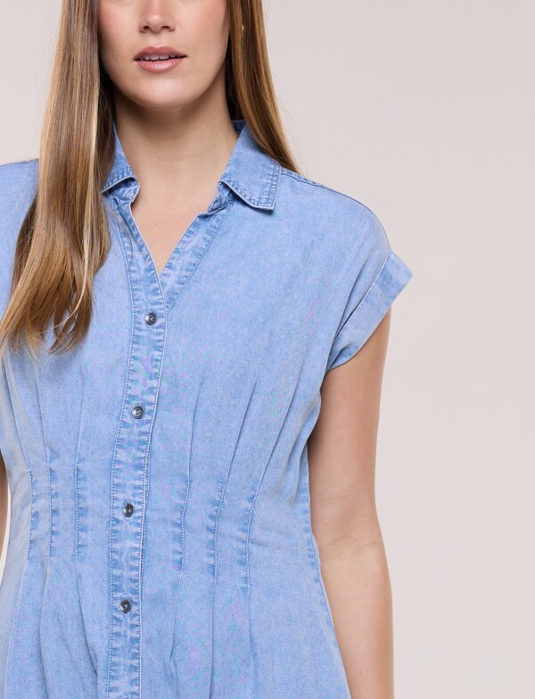 Vestido Camisero Entallado Denim JEAN