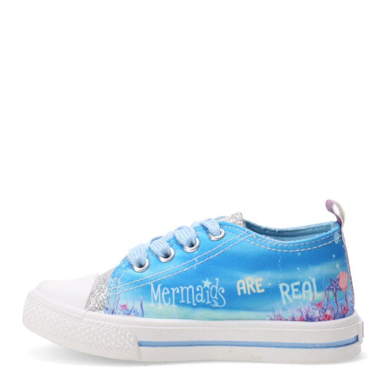 Championes Infantiles Disney La SIRENITA Lona Celeste - Plateado